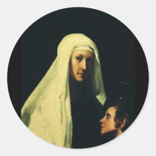 Pegatina Redonda Santa Francisca Romana por Giovanni Antonio Galli