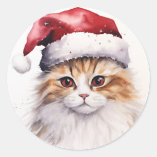 Pegatina Redonda Santa Gato
