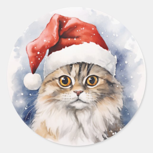 Pegatina Redonda Santa Gato (Anverso)