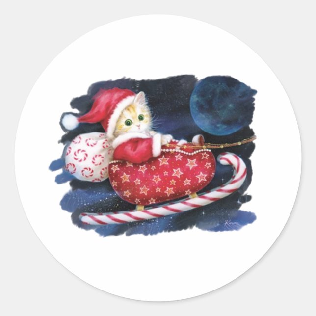 Pegatina Redonda Santa Gato (Anverso)