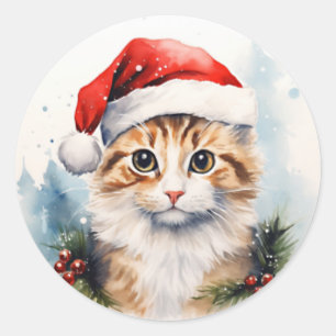 Pegatina Redonda Santa Gato