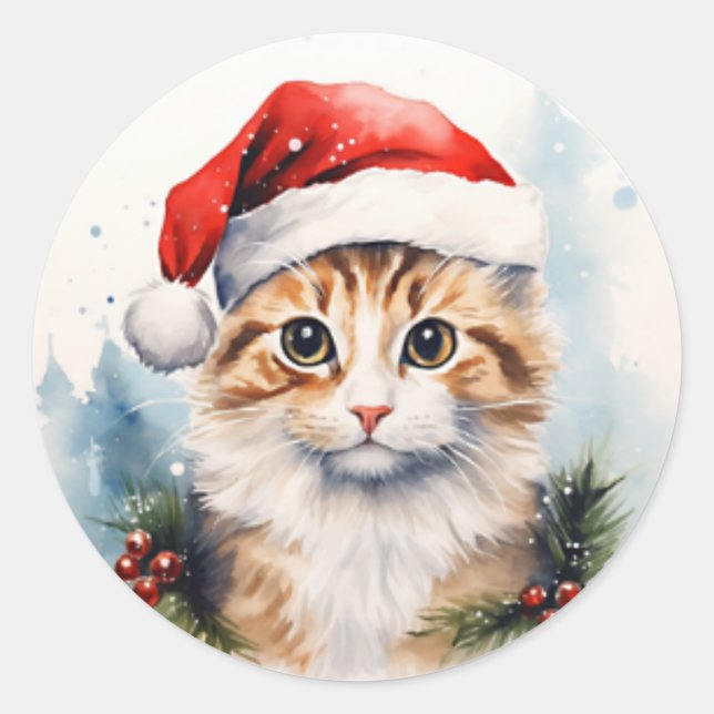 Pegatina Redonda Santa Gato (Anverso)