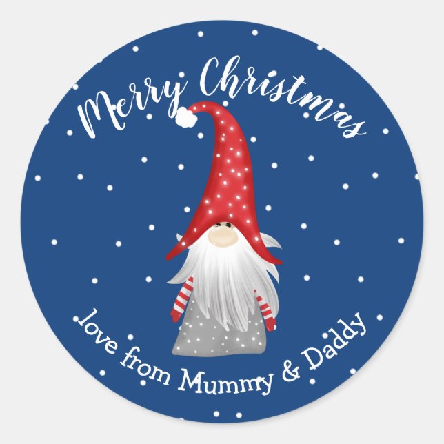 Pegatina Redonda Santa gonk gnome del regalo de Navidad (Anverso)
