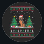 Pegatina Redonda Santa Hat Bloodhound Dog Christmas Tree Ilumina Ug<br><div class="desc">Santa Hat Bloodhound Dog Christmas Tree enciende un suéter fea</div>