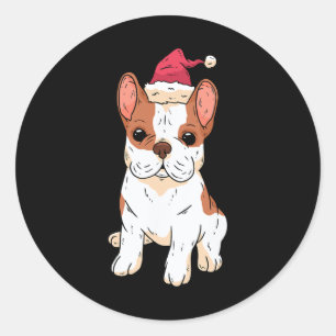 Pegatina Redonda Santa Hat Navidades Pajama Perro Perro pimienta Do