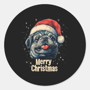Pegatina Redonda Santa Hat Pekingese Feliz Navidad Perro amante