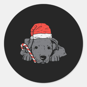Pegatina Redonda Santa hat pitbull navidades de perro navidad mujer