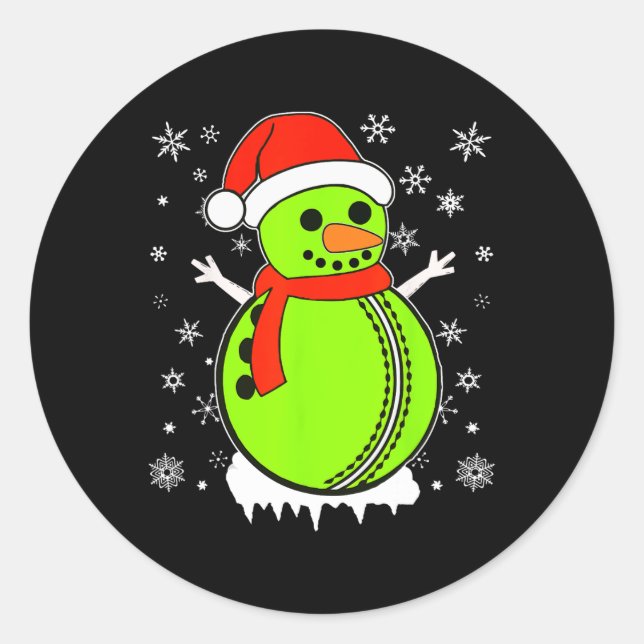 Pegatina Redonda Santa Hat Snowman Xmas Funny Cricket Ll Lover Chri (Anverso)