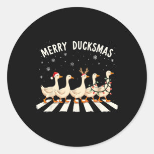 Pegatina Redonda Santa Hat Xmas Duck Lover Merry Duckmas Funny Duck