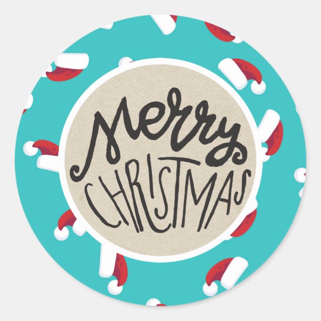 Pegatina Redonda Santa Hats Navidades azules festividades Favor cap (Anverso)