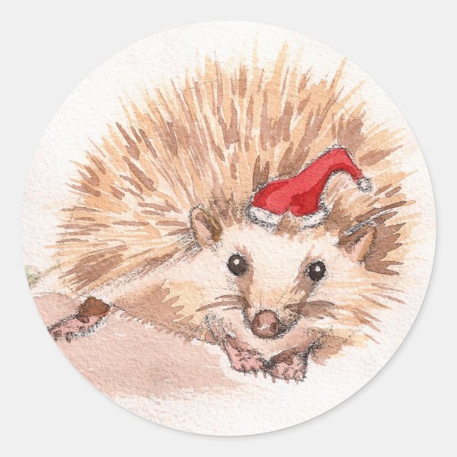 Pegatina Redonda Santa Hedgehog (Anverso)