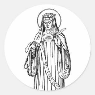 Pegatina Redonda Santa Hildegard de Bingen Médico de la Iglesia