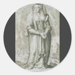 Pegatina Redonda Santa Hildegarda de Bingen Arte Místico Medieval