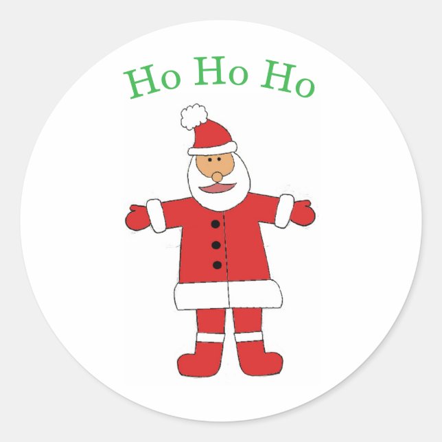 Pegatina Redonda Santa Ho Ho Ho Sticker (Anverso)