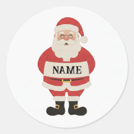 Pegatina Redonda Santa Holding Sign Sticker | Personalized Holiday 