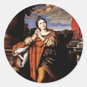 Pegatina Redonda Santa Inés por Domenico Zampieri