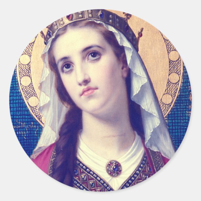 Pegatina Redonda Santa Isabel de Hungría (Anverso)