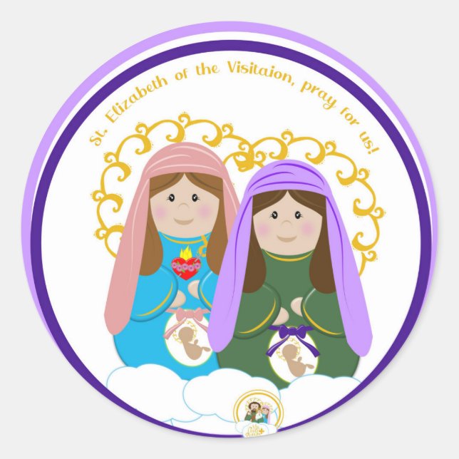 Pegatina Redonda Santa Isabel de la visita (Anverso)