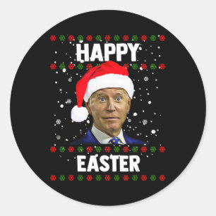 Pegatina Redonda Santa Joe Biden Feliz Pascua Navidades feos sudan