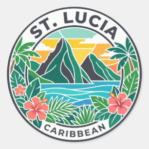 Pegatina Redonda Santa Lucía Saint Lucia