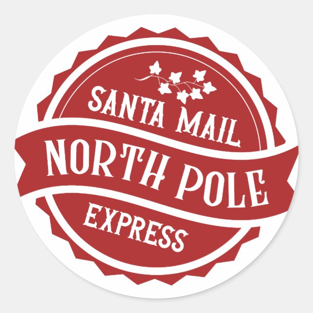 Pegatina Redonda Santa Mail North Pole Express (Anverso)