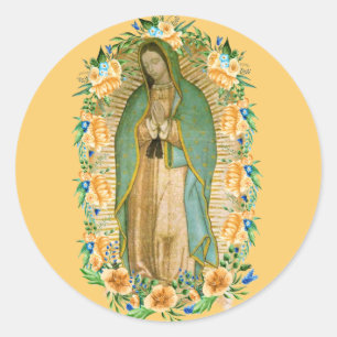 Pegatina Redonda Santa María, Virgen de Guadalupe