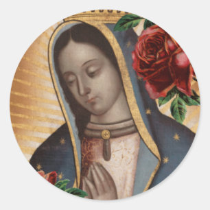 Pegatina Redonda Santa María, Virgen de Guadalupe