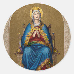 Pegatina Redonda Santa María Virgen Madre Religiosa Católica