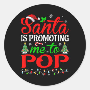 Pegatina Redonda Santa Me Está Promocionando A Los Navidades Festiv