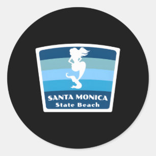 Pegatina Redonda Santa Monica State Beach California Ca Mermaid