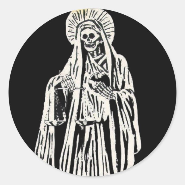Pegatina Redonda Santa Muerte (Anverso)