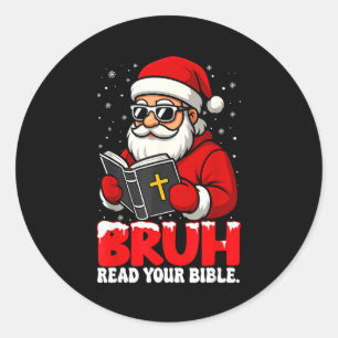 Pegatina Redonda Santa Navidad Cristiano Hermano Lee Tu Biblia Rel