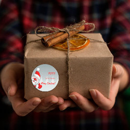 Pegatina Redonda Santa Nieve de los Navidades Cuitos