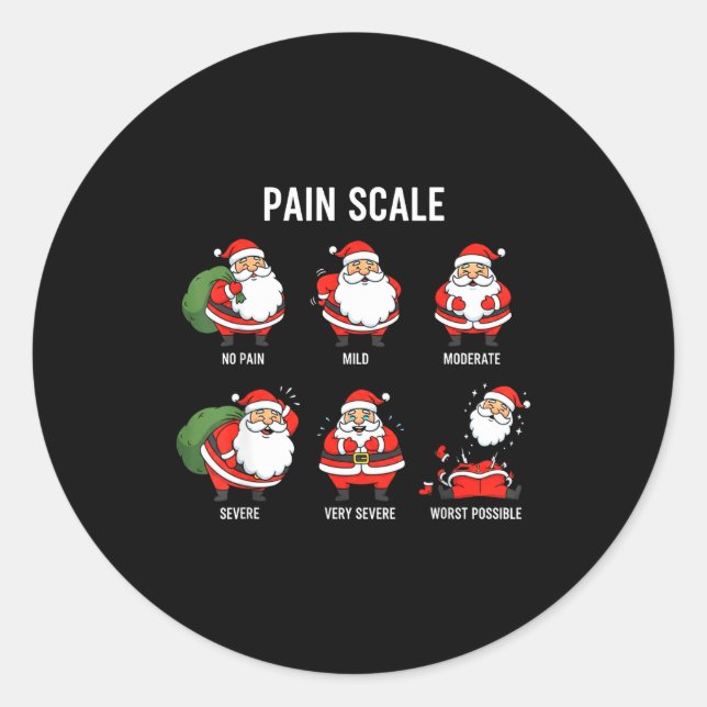 Pegatina Redonda Santa Pain Scale Funny Christmas Design For Nurse  (Anverso)