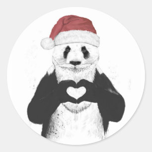Pegatina Redonda Santa Panda
