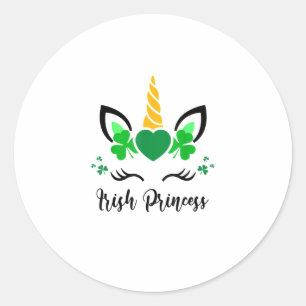 Pegatina Redonda Santa Patri, la princesa de Shamrock irlandés