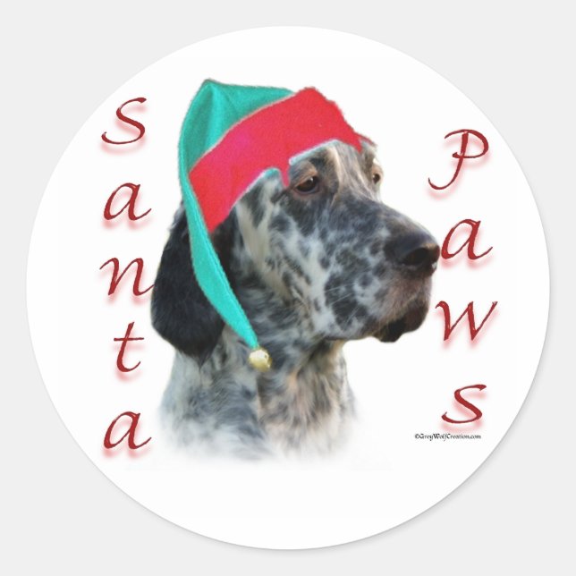 Pegatina Redonda Santa Paws de Inglaterra (Anverso)