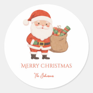 Pegatina Redonda Santa personalizado y bolsa de regalo
