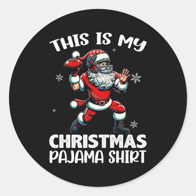 Pegatina Redonda Santa Playing American Football, This Is My Christ (Anverso)
