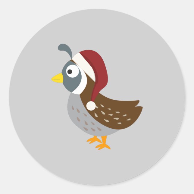Pegatina Redonda Santa Quail (Anverso)