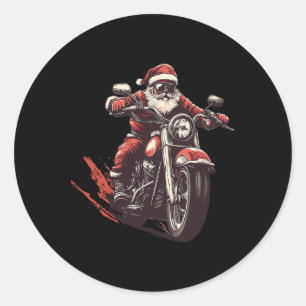 Pegatina Redonda Santa Riding A Motocicleta Biker Lover X