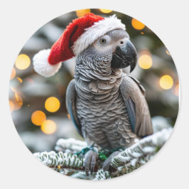Pegatina Redonda Santa’s Little African Grey Helper 