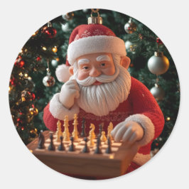 Pegatina Redonda Santa’s Next Move – Funny Chess Christmas Sticker