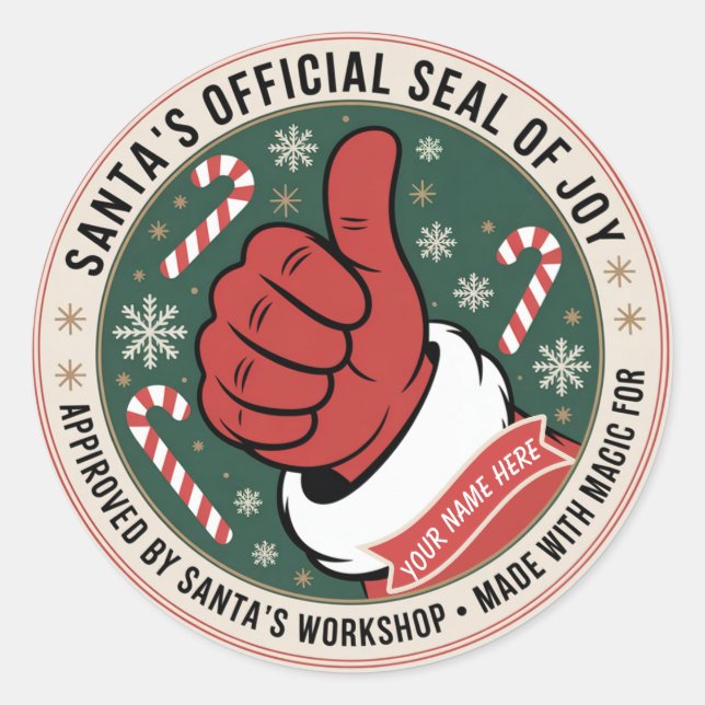 Pegatina Redonda 👍 Santa’s Official Seal of Joy Sticker (Anverso)