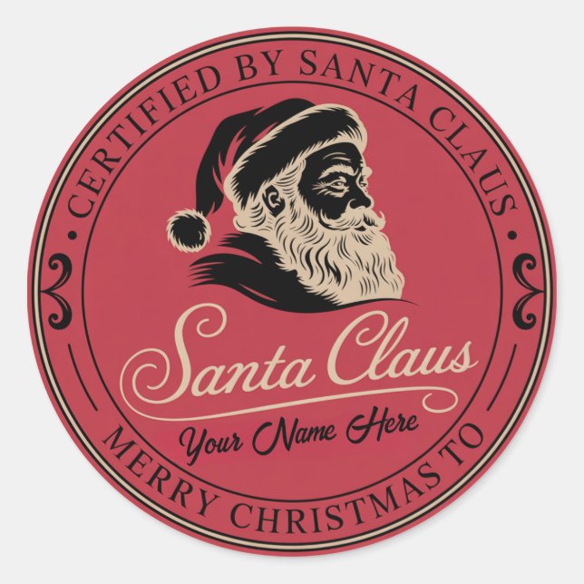Pegatina Redonda ✒️ Santa’s Signature Stamp Sticker (Anverso)
