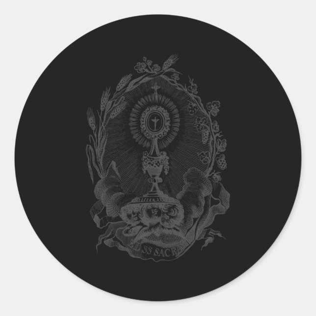 Pegatina Redonda Santa Sacracia Adoración Eucarística Católica (Anverso)