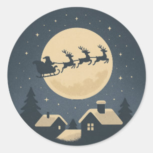 Pegatina Redonda Santa Sleigh