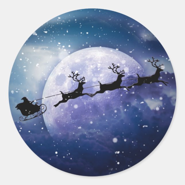 Pegatina Redonda Santa Sleigh | Navidades de Fantasy Galaxy Night S (Anverso)
