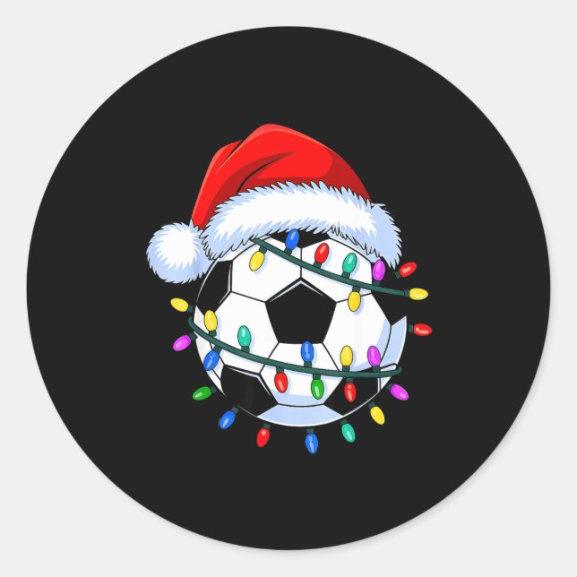 Pegatina Redonda Santa Soccer Ball Christmas Soccer  (Anverso)