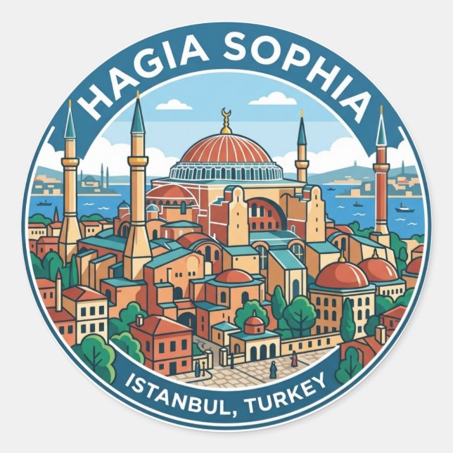 Pegatina Redonda Santa Sofía Turquía (Anverso)